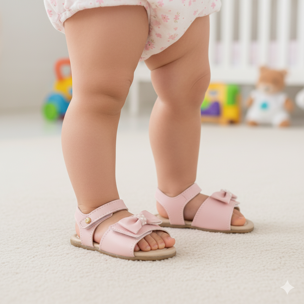 Sandália de Bebê Pampili Nana Laço com Pérolas