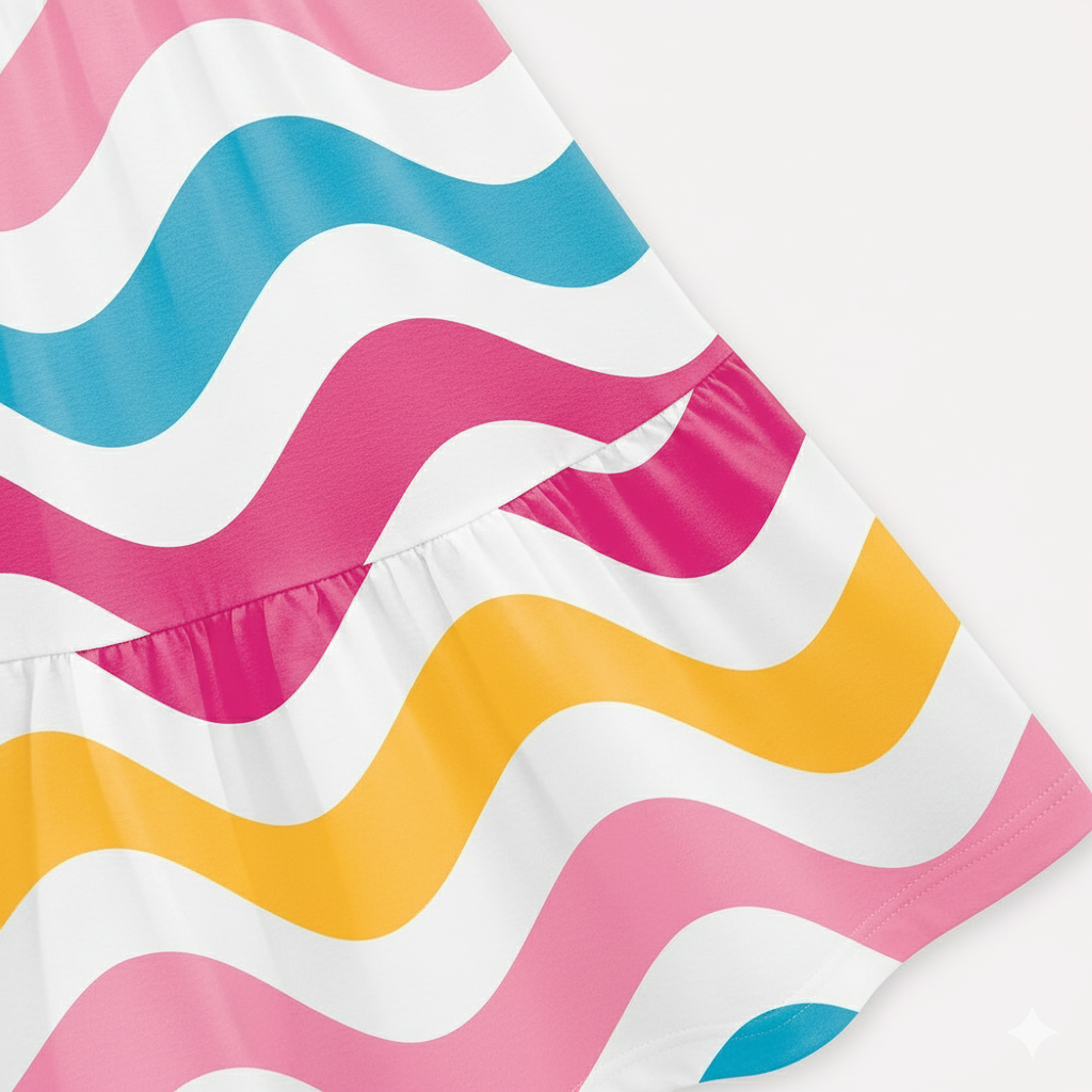 Vestido Infantil Kyly Ondas Colorido