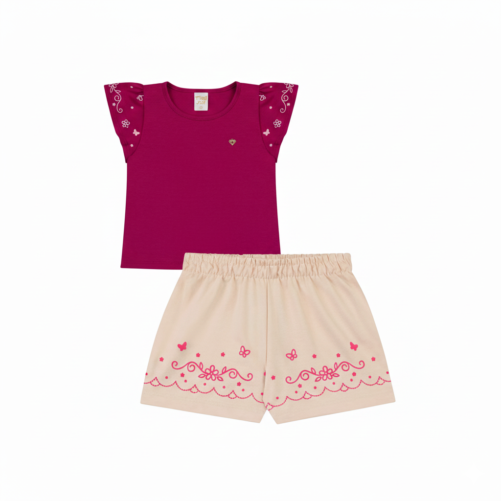 Conjunto Infantil Feminino Tiny Joy Florzinhas – conforto e delicadeza para o dia a dia