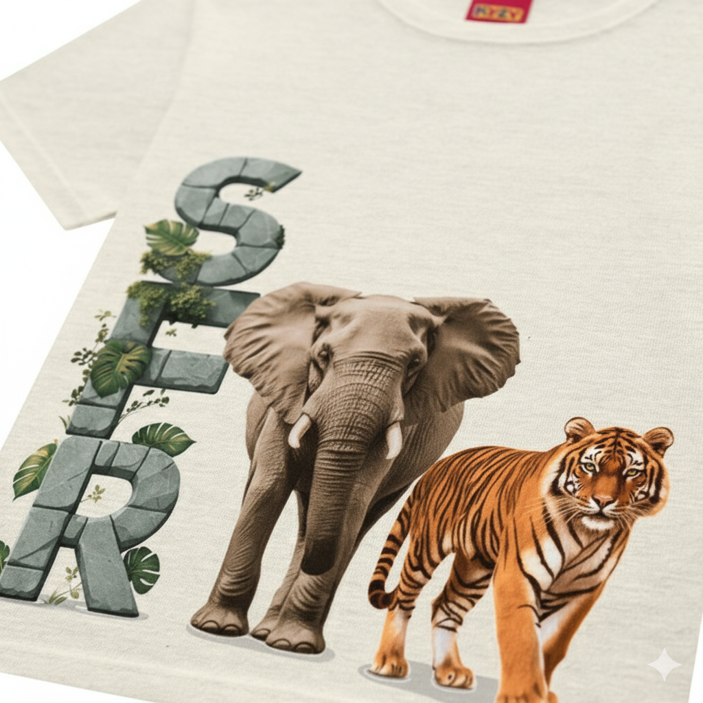 Conjunto Infantil Kyly Safari com Camiseta e Short em Tactel