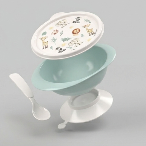 Tigela Infantil Plasútil Safari com Ventosa de Fixação e Colher 240ml