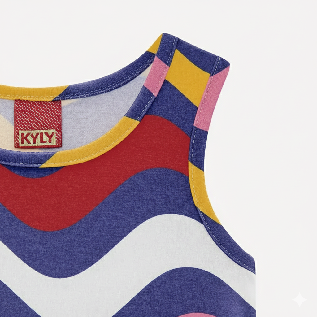 Vestido Infantil Kyly Ondas Colorido