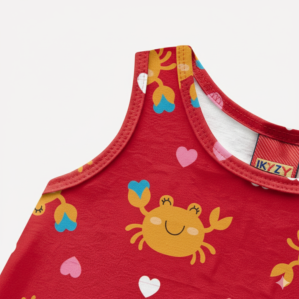 Vestido Infantil Kyly Caranguejo e Corações