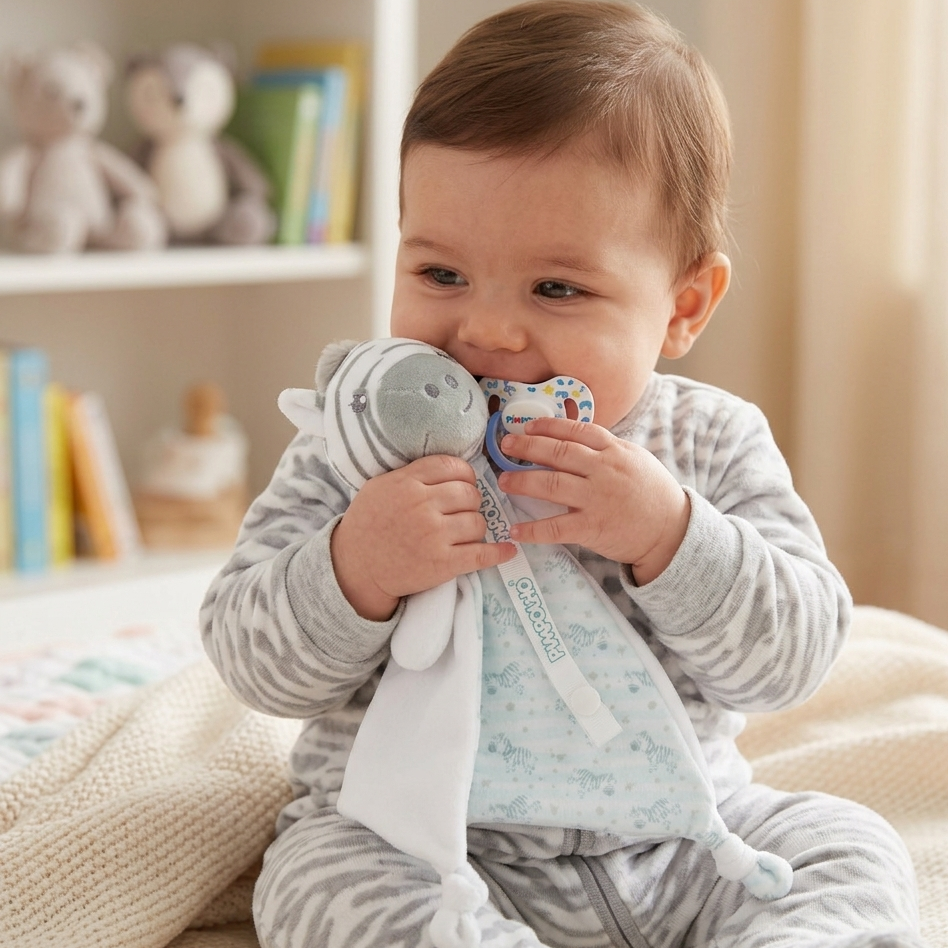 Naninha Unissex Pimpolho Bichinhos com Prendedor de Chupeta
