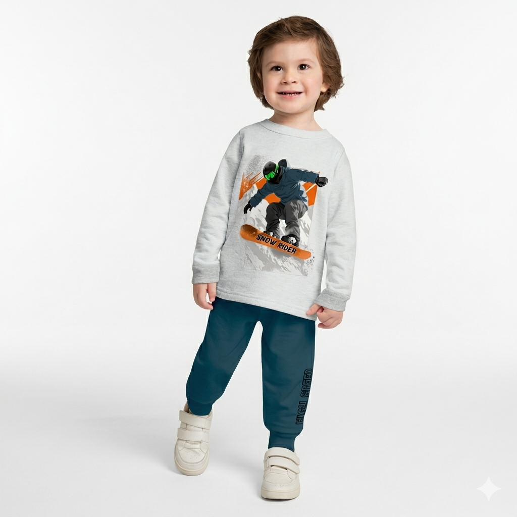 Conjunto Infantil Masculino Kyly Snow Rider em Moletom com Punho