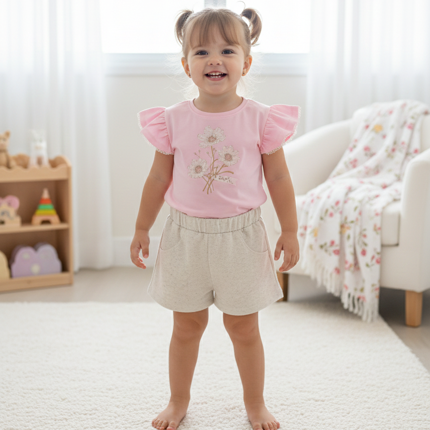 Conjunto Infantil Feminino Pulla Bulla com Blusa Estampada e Shorts – Conforto e Estilo para o Dia a Dia