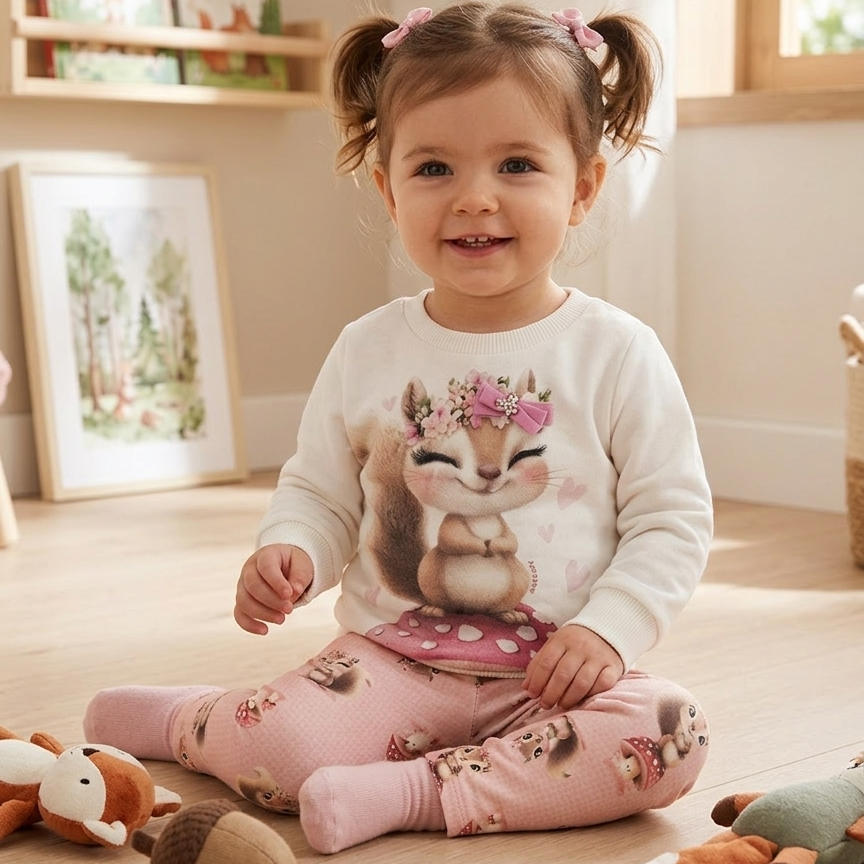 Conjunto Infantil Feminino Alakazoo em Malha Pelo e Moletinho Soft