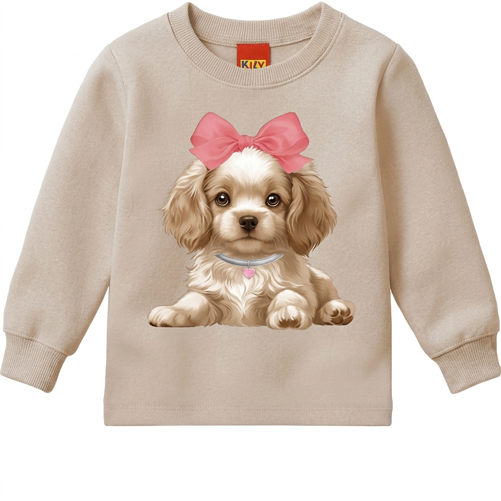 Conjunto Infantil Feminino Kyly em Moletom com Estampa de Cachorrinha e Laço