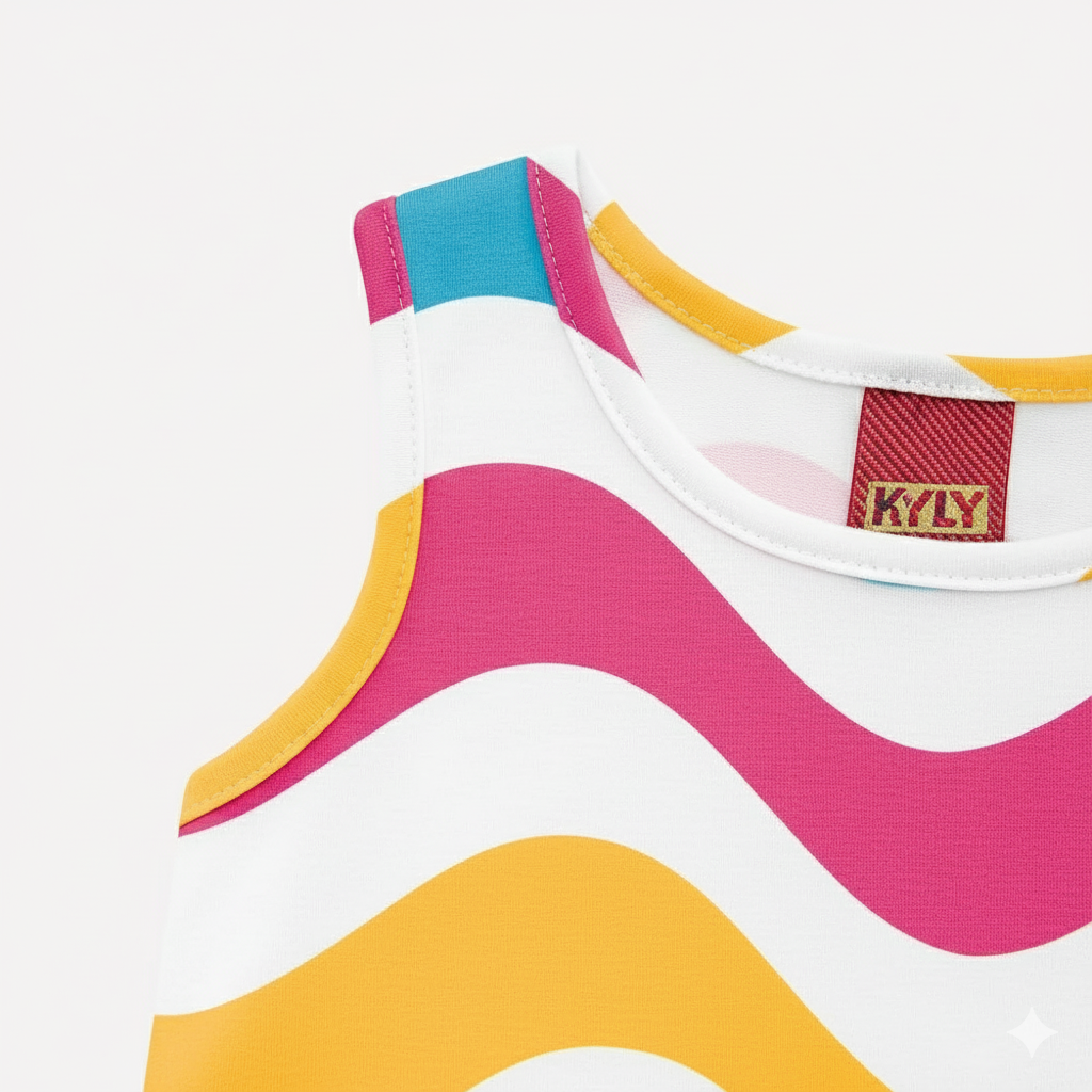 Vestido Infantil Kyly Ondas Colorido