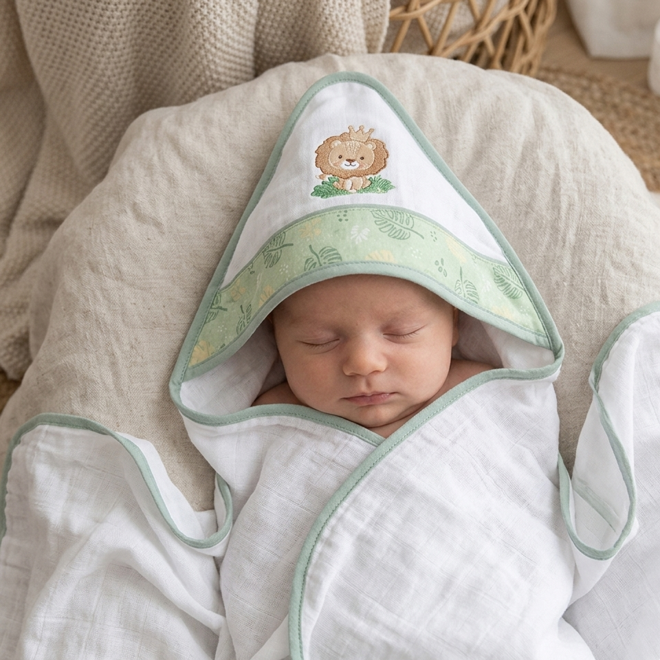 Toalha Fralda Dengo com Capuz Estampa Borboleta 70x108 cm - Camada Única