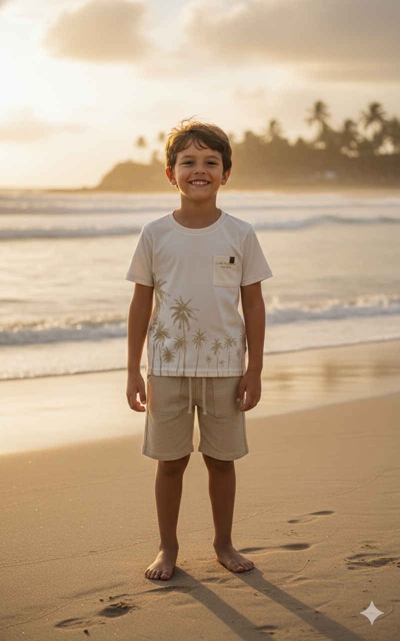 Conjunto Infantil Masculino Pulla Bulla Coqueiros The Summer – Conforto e Estilo para Dias Quentes