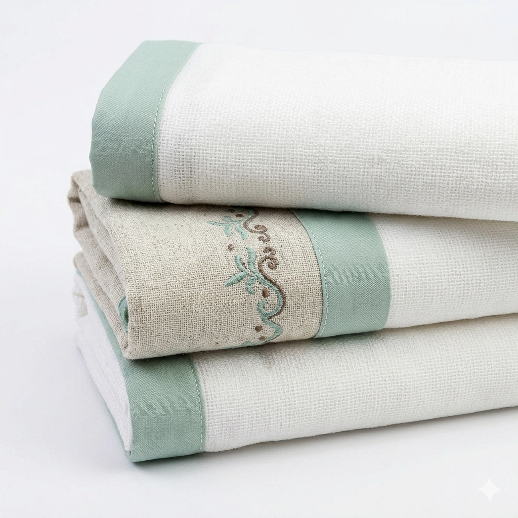 Kit Fralda Loupiot Nature Bordada Com Bainha 3 Peças