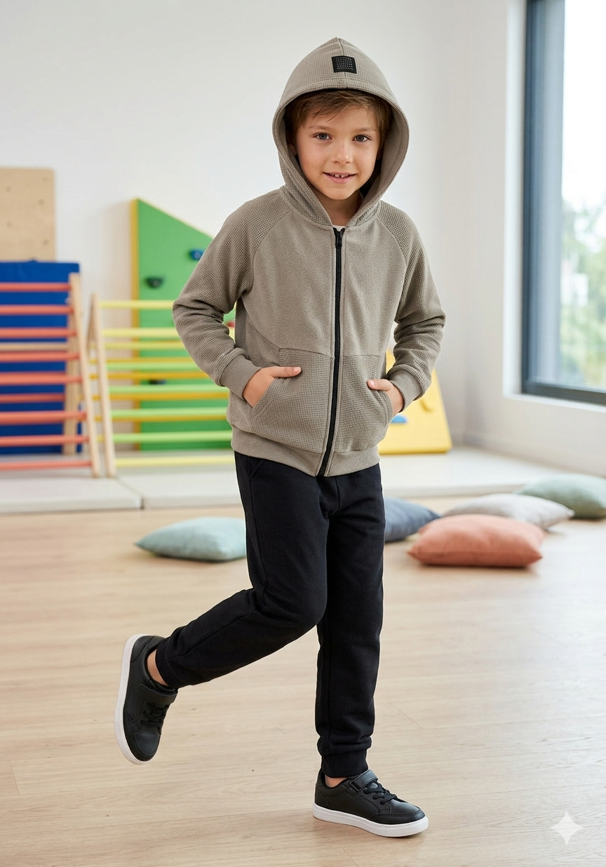 Conjunto Infantil Masculino Alakazoo com Jaqueta em Malha New Wave e Moletom