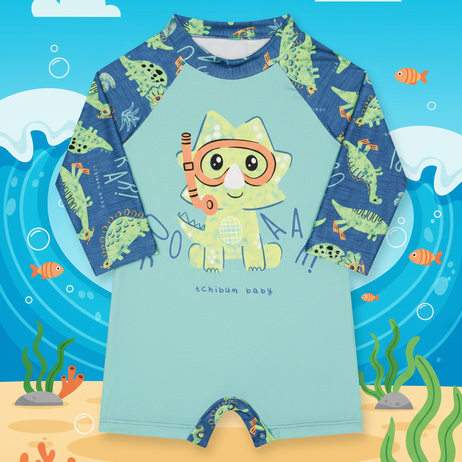 Macaquinho Infantil Masculino Kamylus Tchibum Dinossauro UV50+