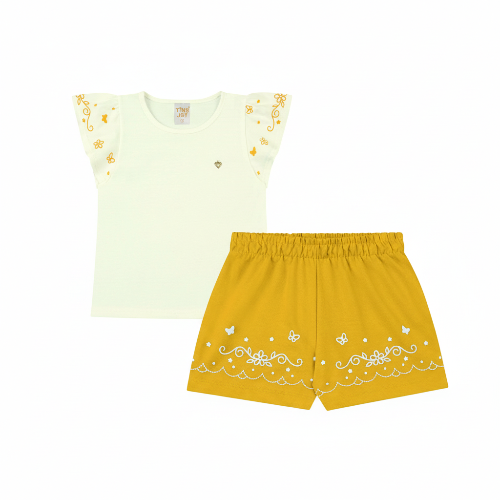 Conjunto Infantil Feminino Tiny Joy Florzinhas – conforto e delicadeza para o dia a dia