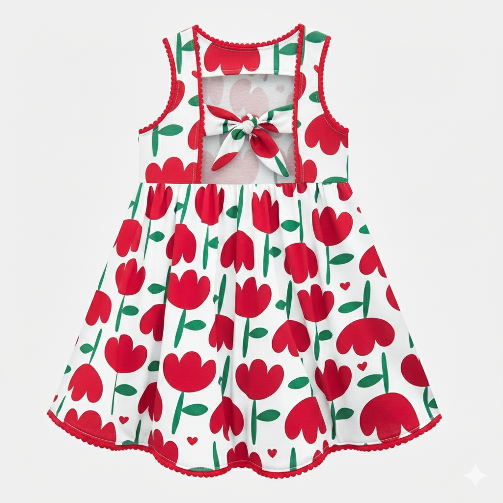 Vestido Infantil Kyly Estampado Tulipas