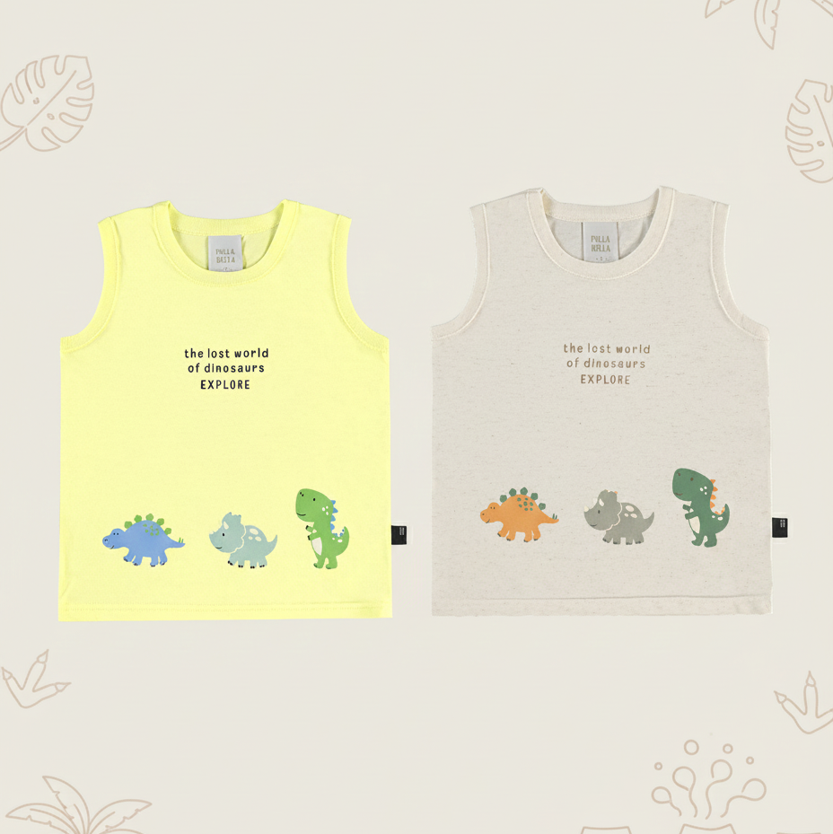 Regata Infantil Masculina Pulla Bulla Dinosaurs Explore – Conforto e Estilo para os Dias Quentes