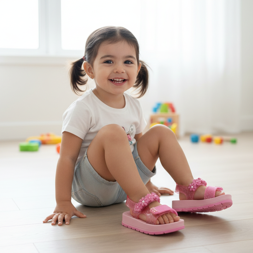 Sandália Infantil Zaxynina Bloom Papete com Flores Grendene – Estilo e Conforto