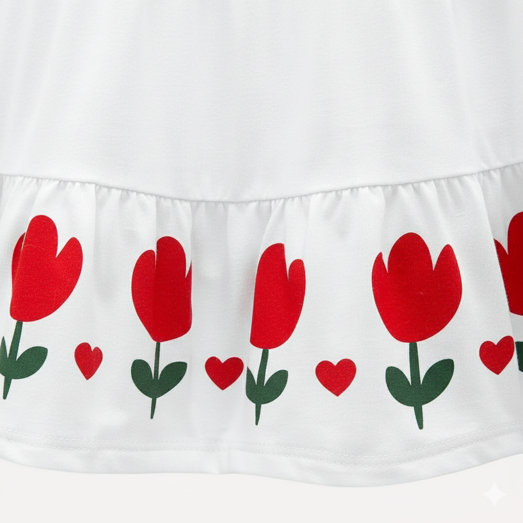 Vestido Infantil Kyly Tulipa e Corações