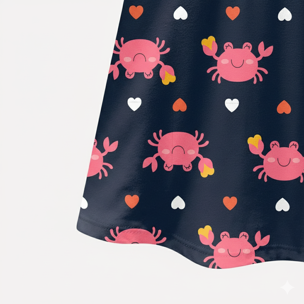 Vestido Infantil Kyly Caranguejo e Corações