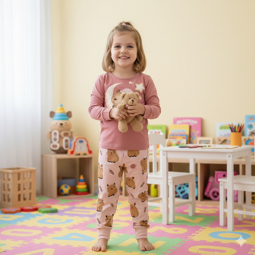 Pijama Infantil Feminino Kyly Capivara na Lua Algodão