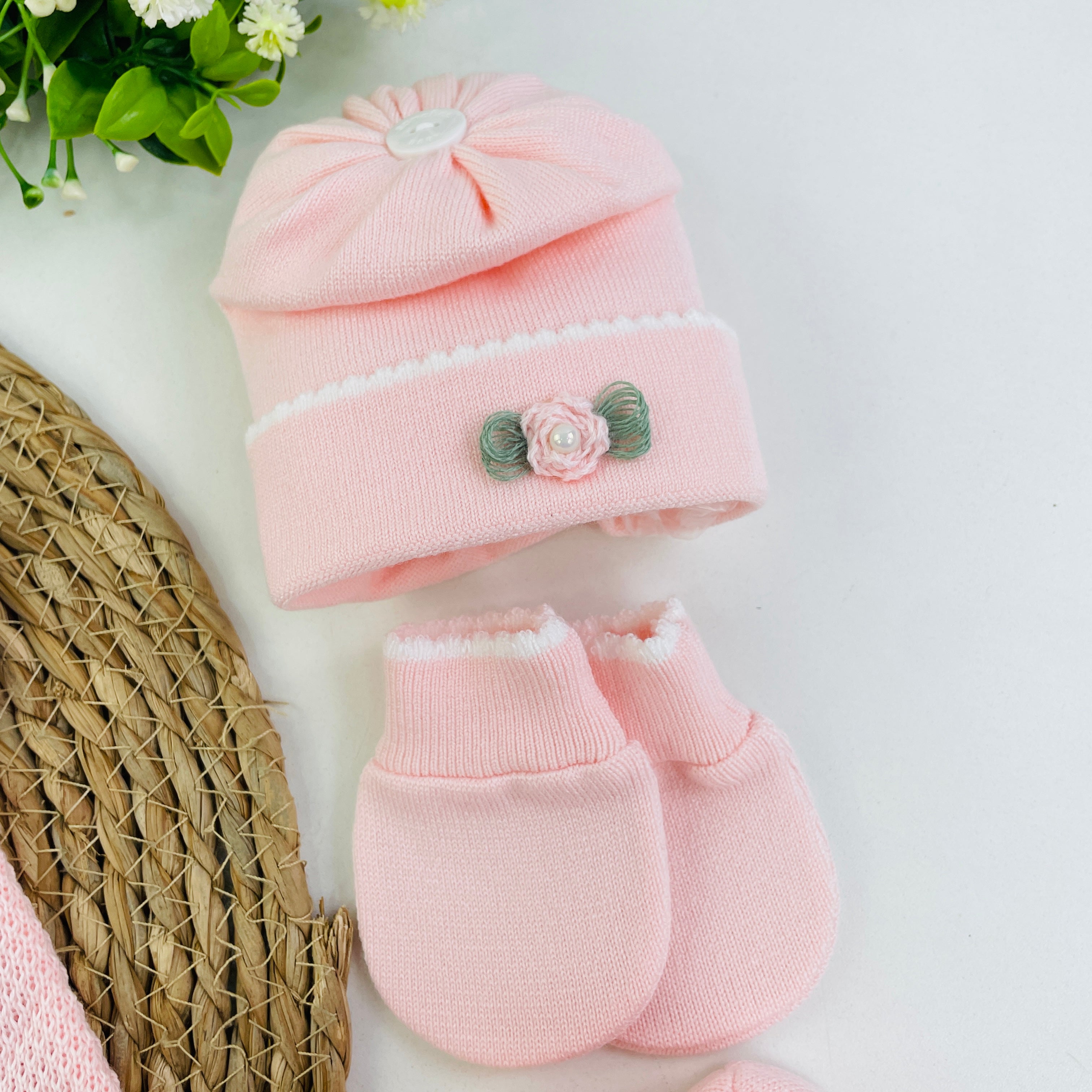 Saida De Maternidade Sanches Baby Florzinha Em Tricot 7 Peças