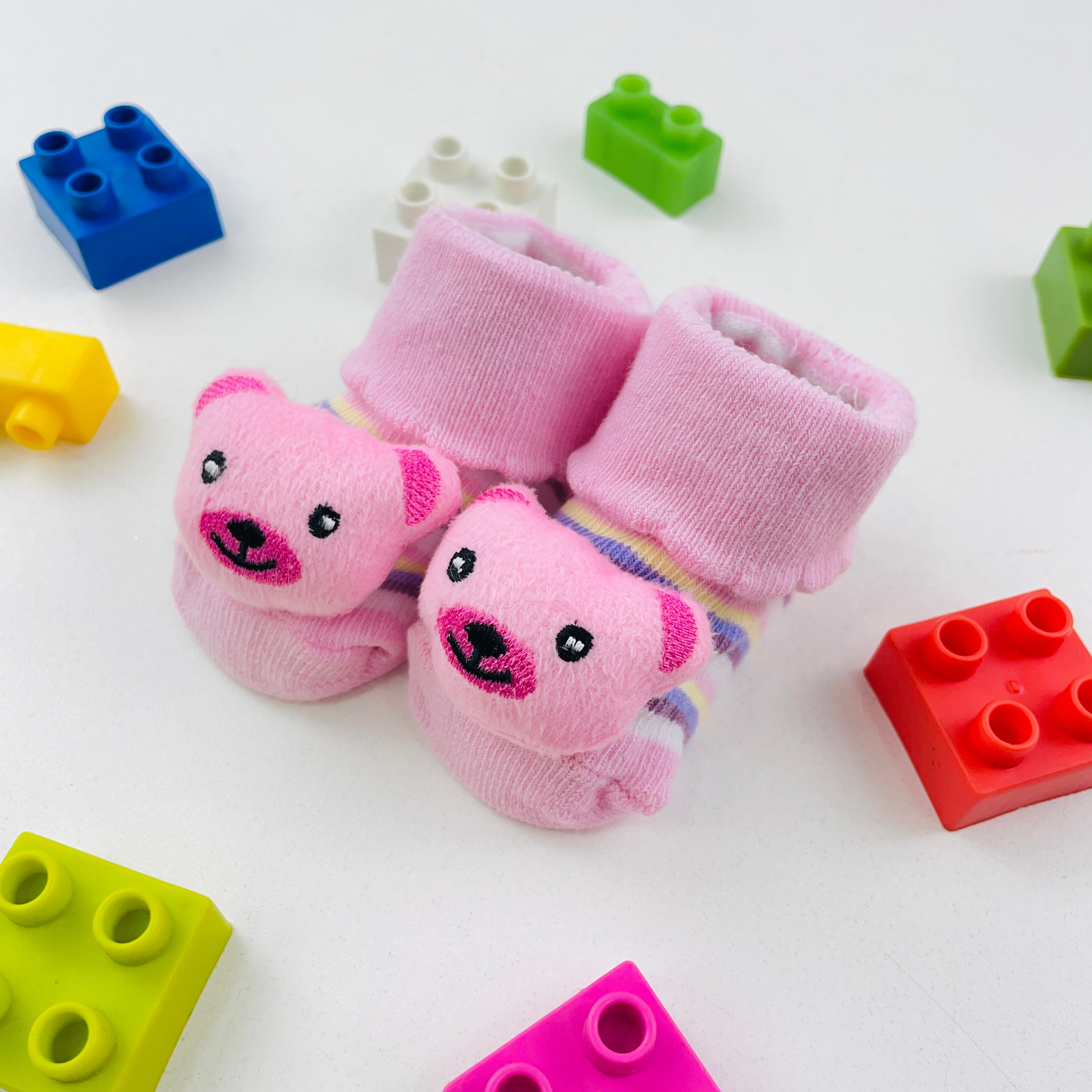 Meia Bichinhos Plin Baby Urso Antiderrapante - Rosa