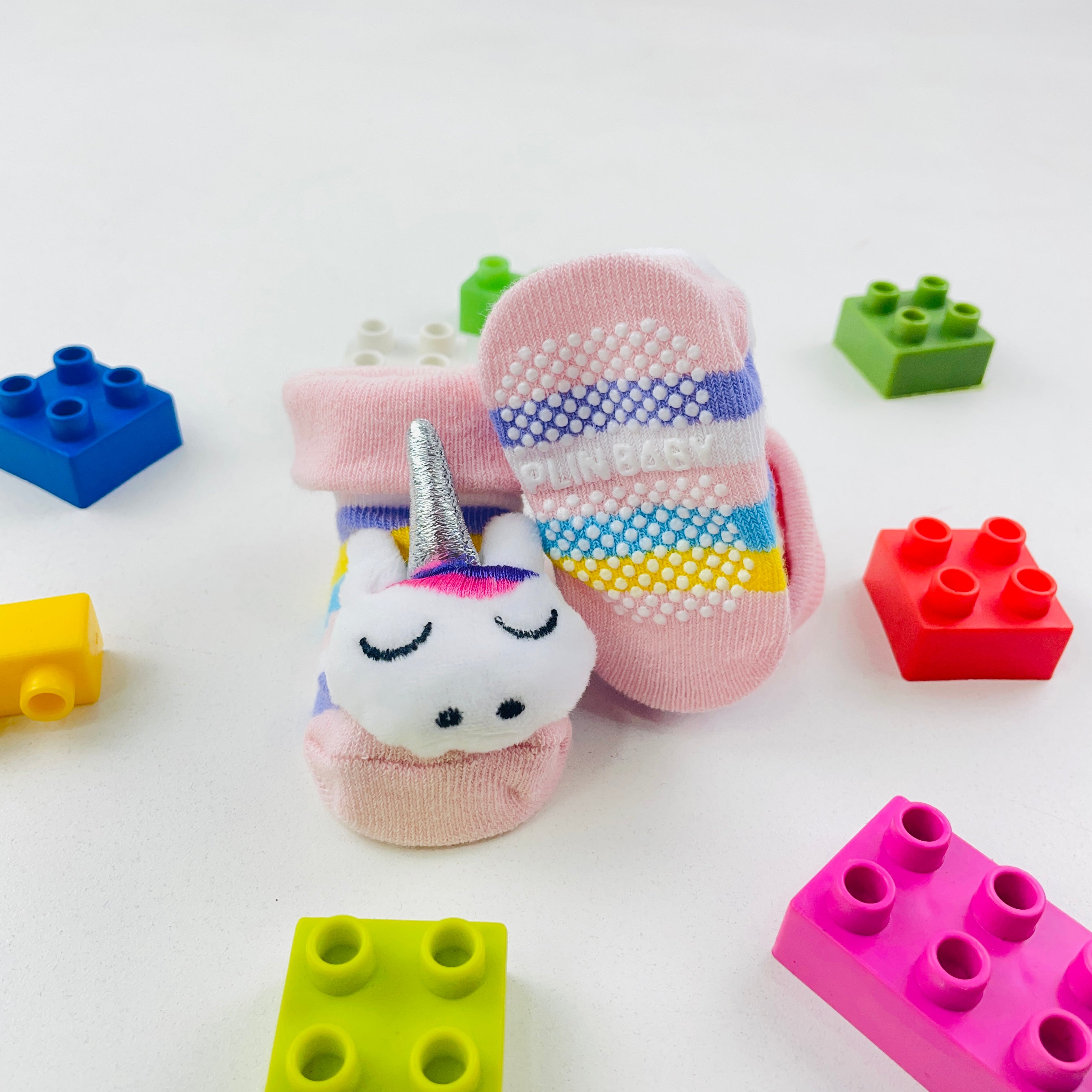 Meia Bichinhos Plin Baby Unicornio Antiderrapante