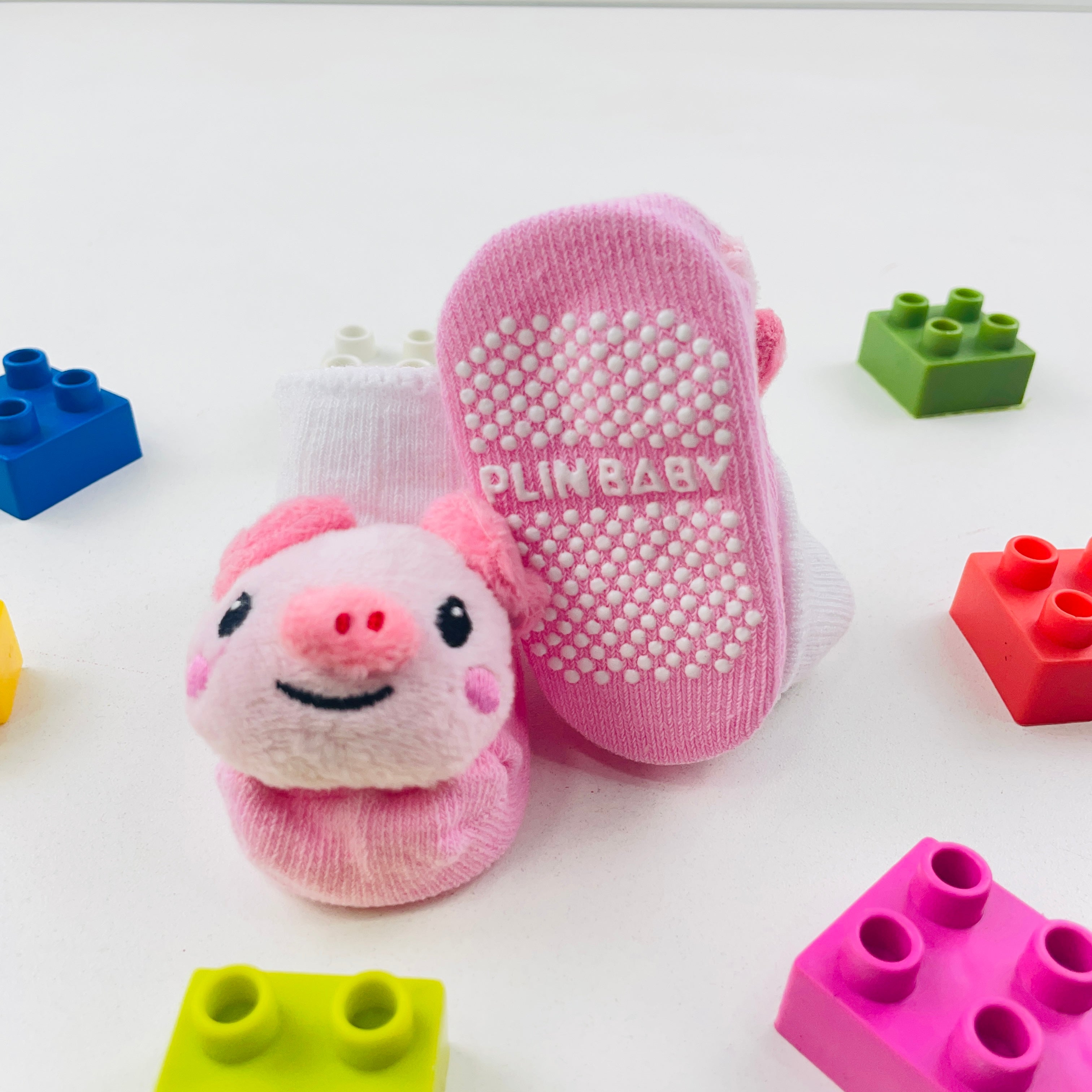 Meia Bichinhos Plin Baby Porquinha Antiderrapante