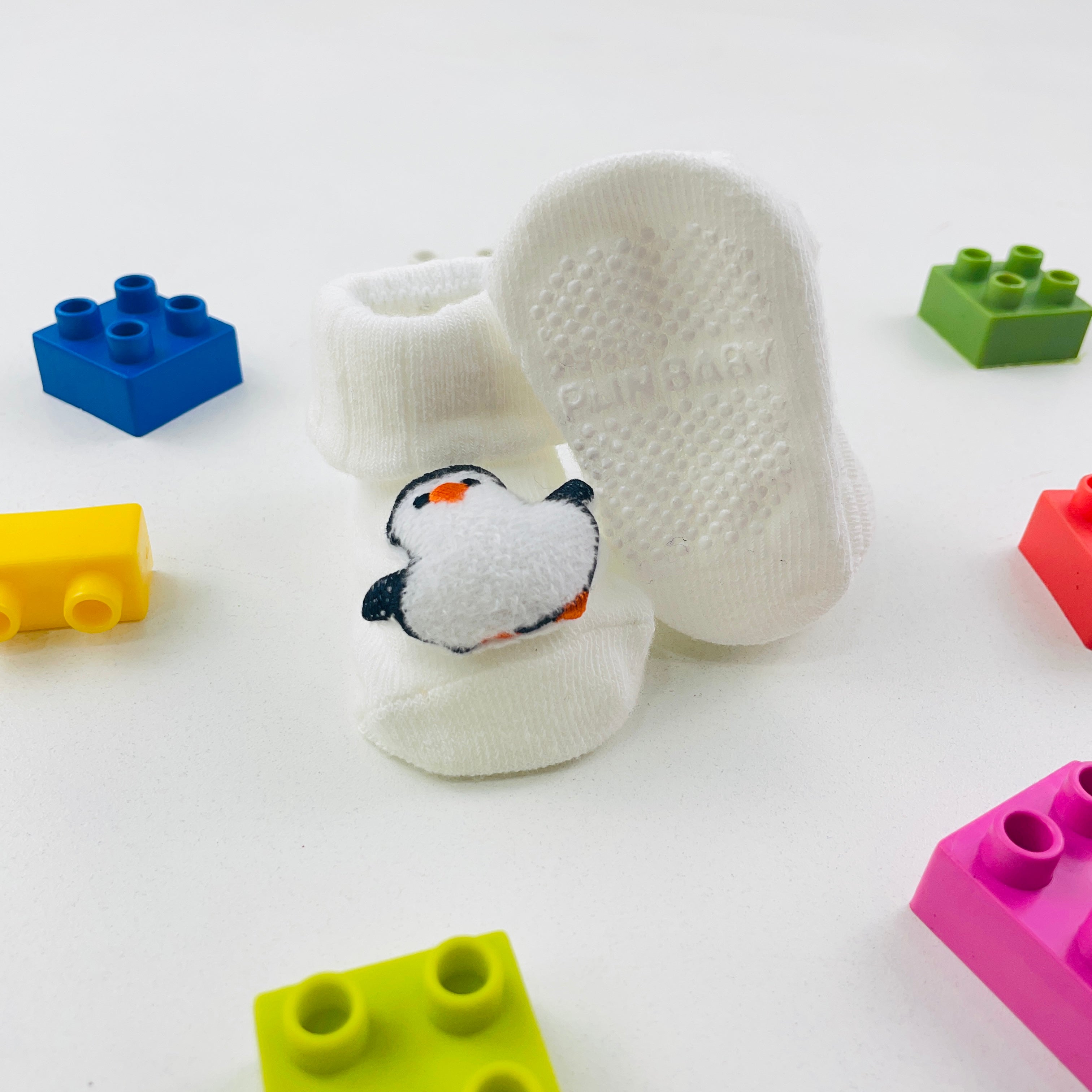 Meia Bichinhos Plin Baby Pinguim Antiderrapante