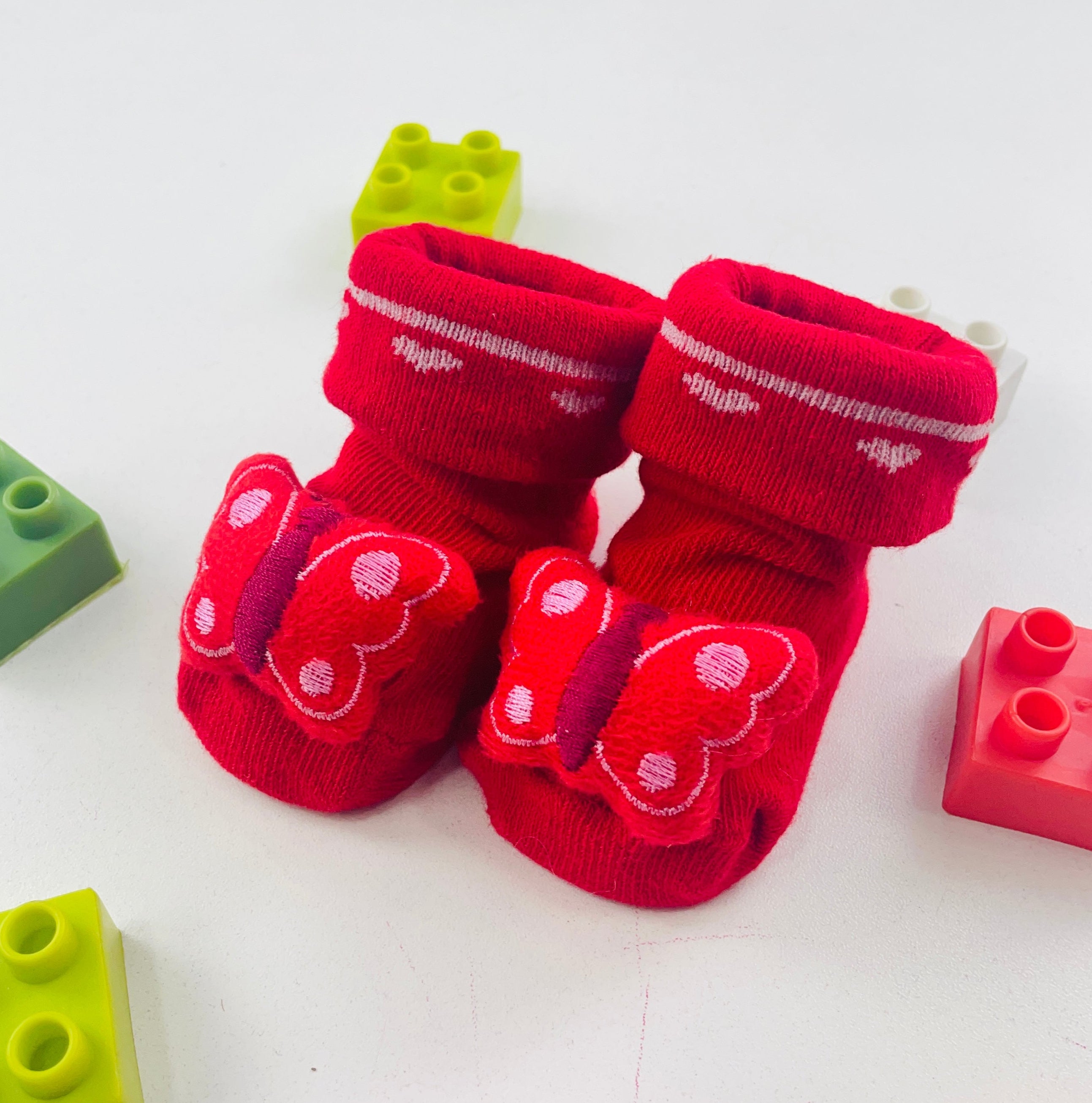 Meia Bichinhos Plin Baby Borboleta Antiderrapante - Vermelho