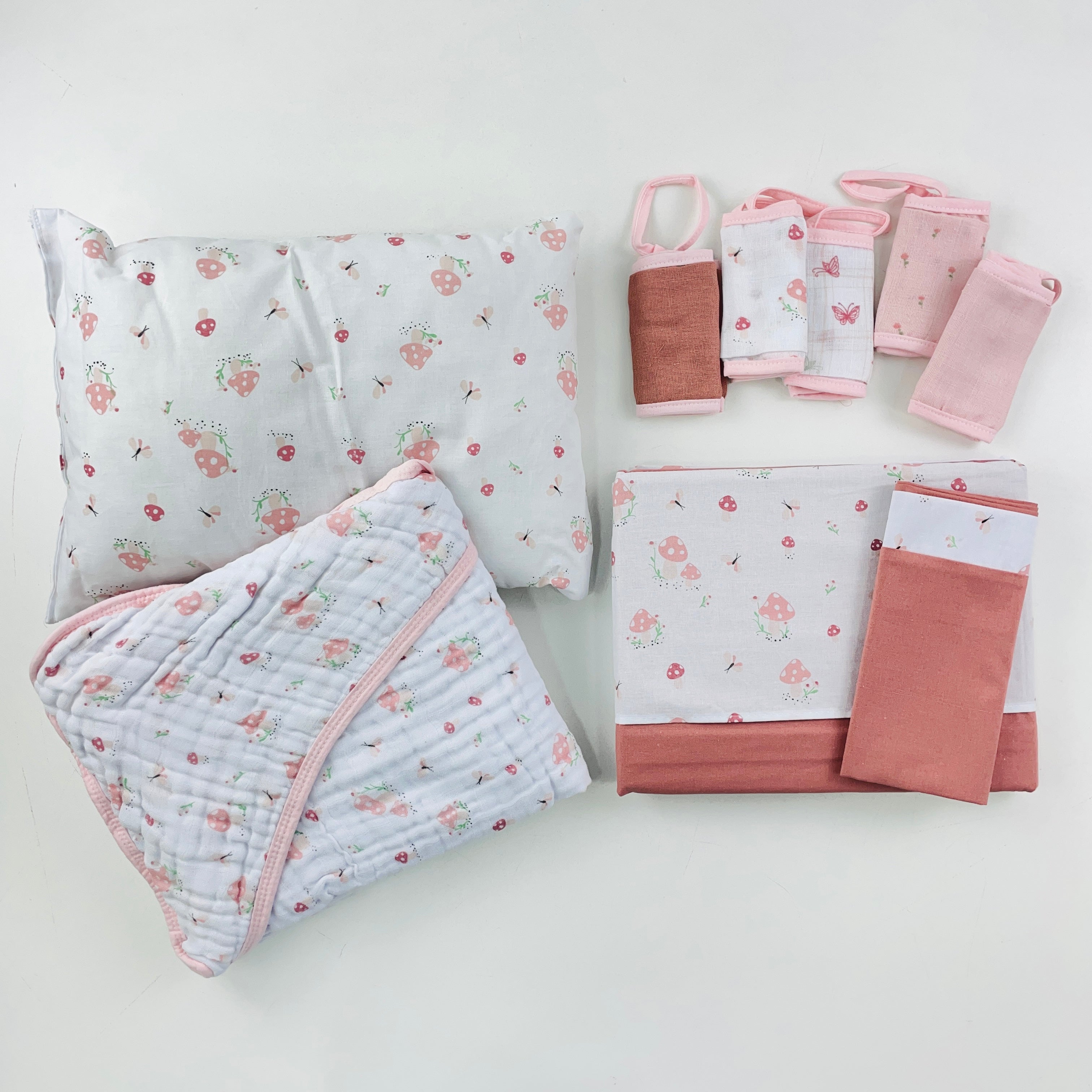 Kit de Enxoval 4 pçs Encanto Cogumelo - Cama e Banho Superior