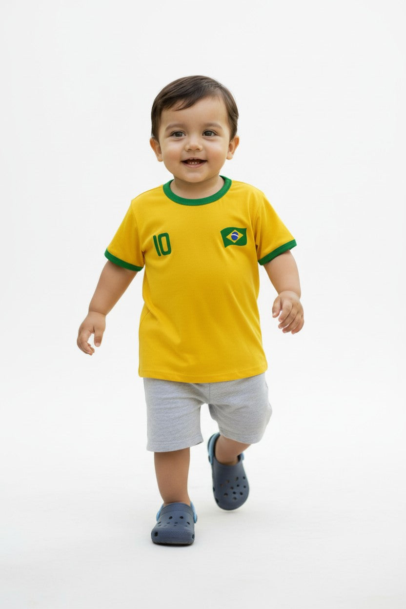 Camisa Brasil Infantil Futebol Juvenil Algodão