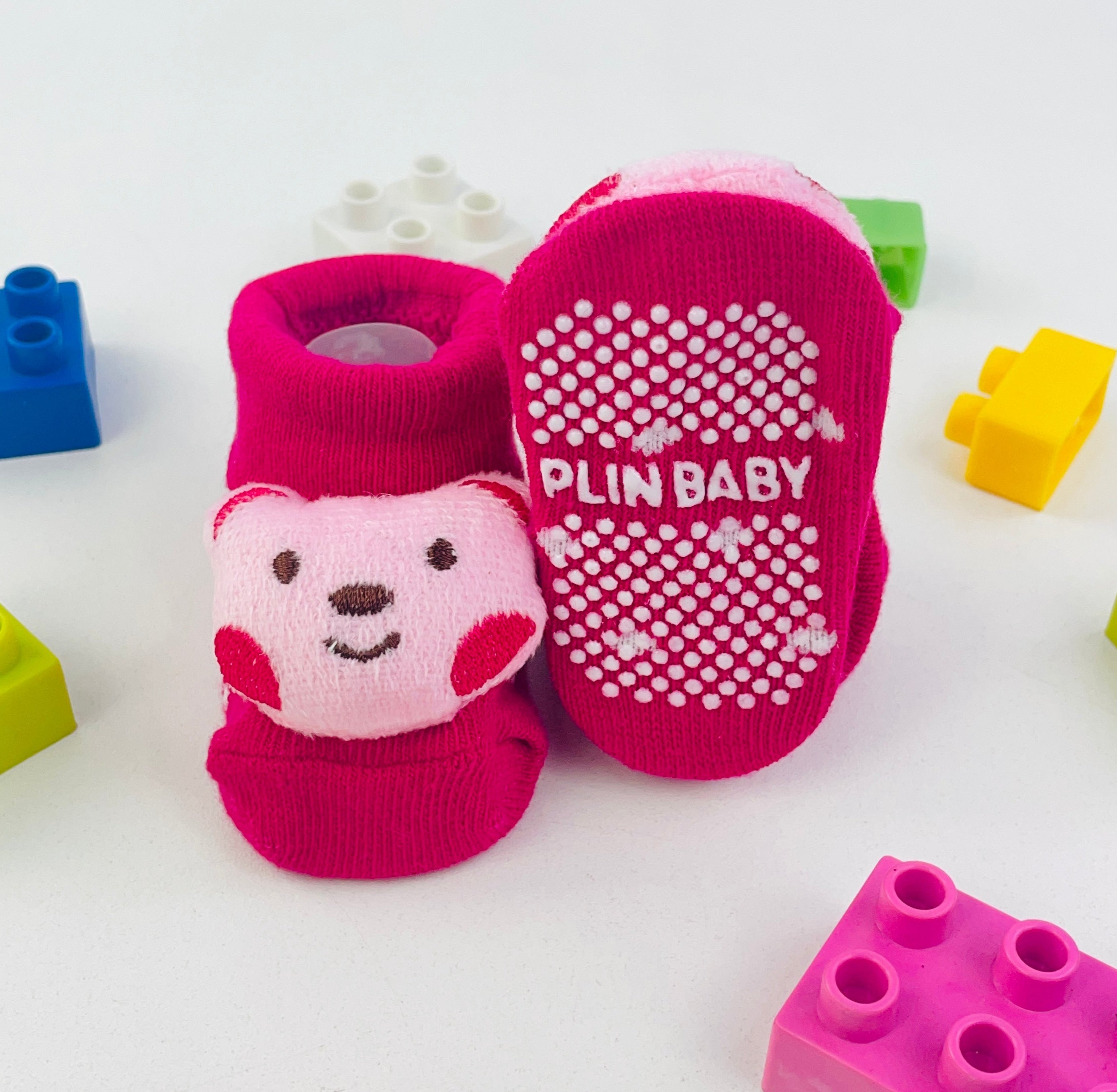 Meia Bichinhos Plin Baby Ursinha Antiderrapante - Pink