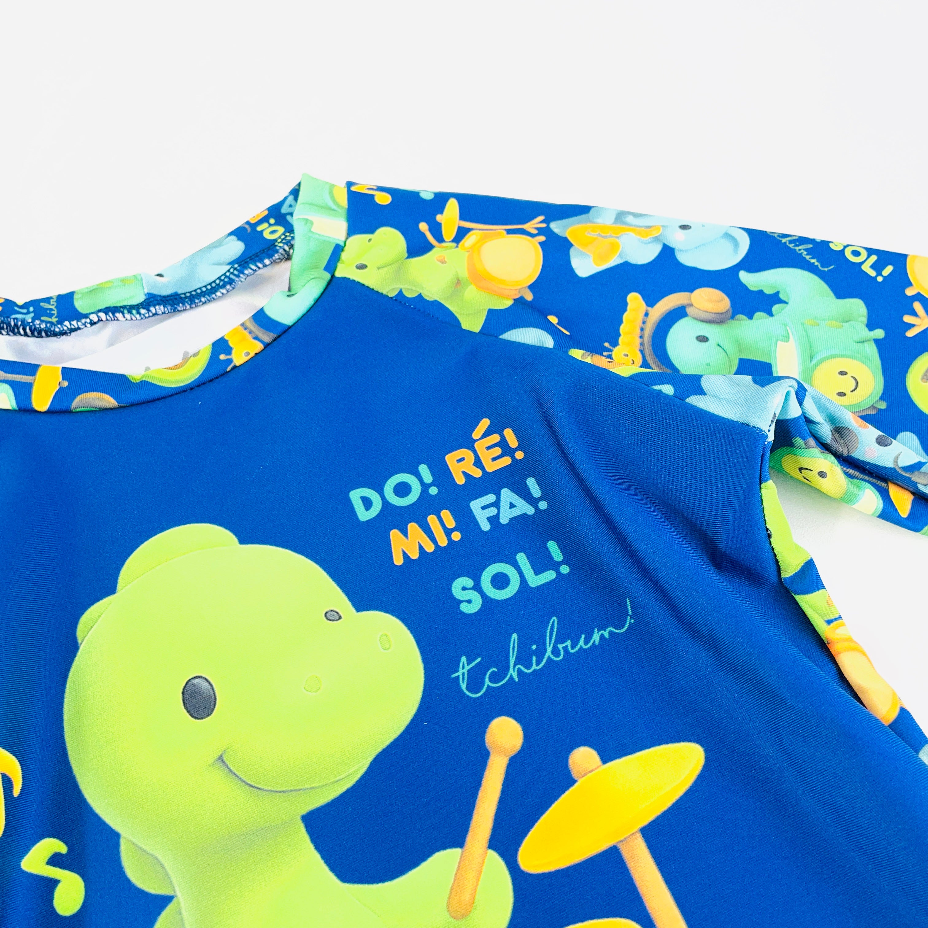 Conjunto Masculino Tchibum Dino Dó Ré Mi Fá Sol UV50+ Dry Fit