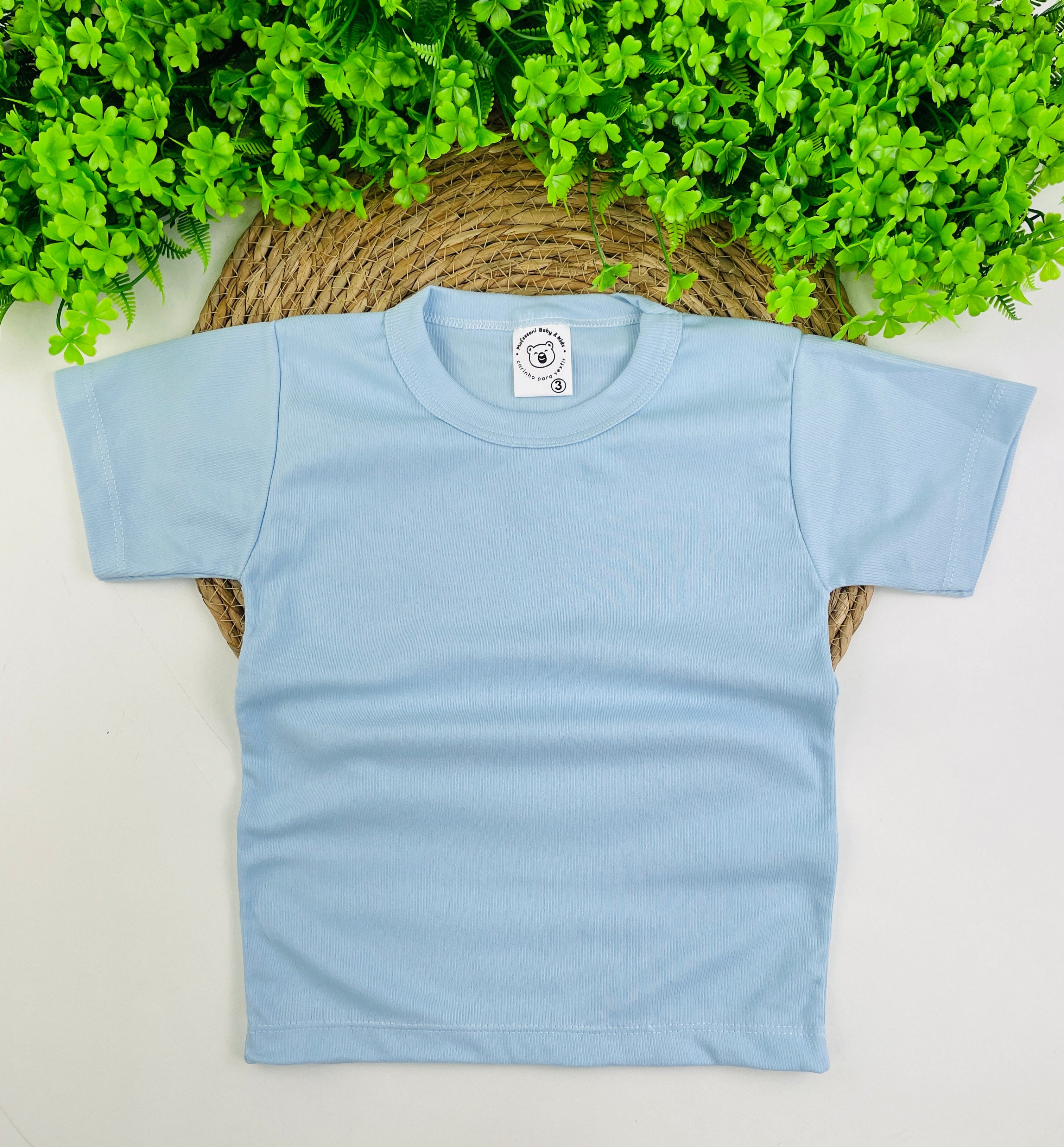 Camiseta Meia Manga Mafessoni Canelada Azul Celeste
