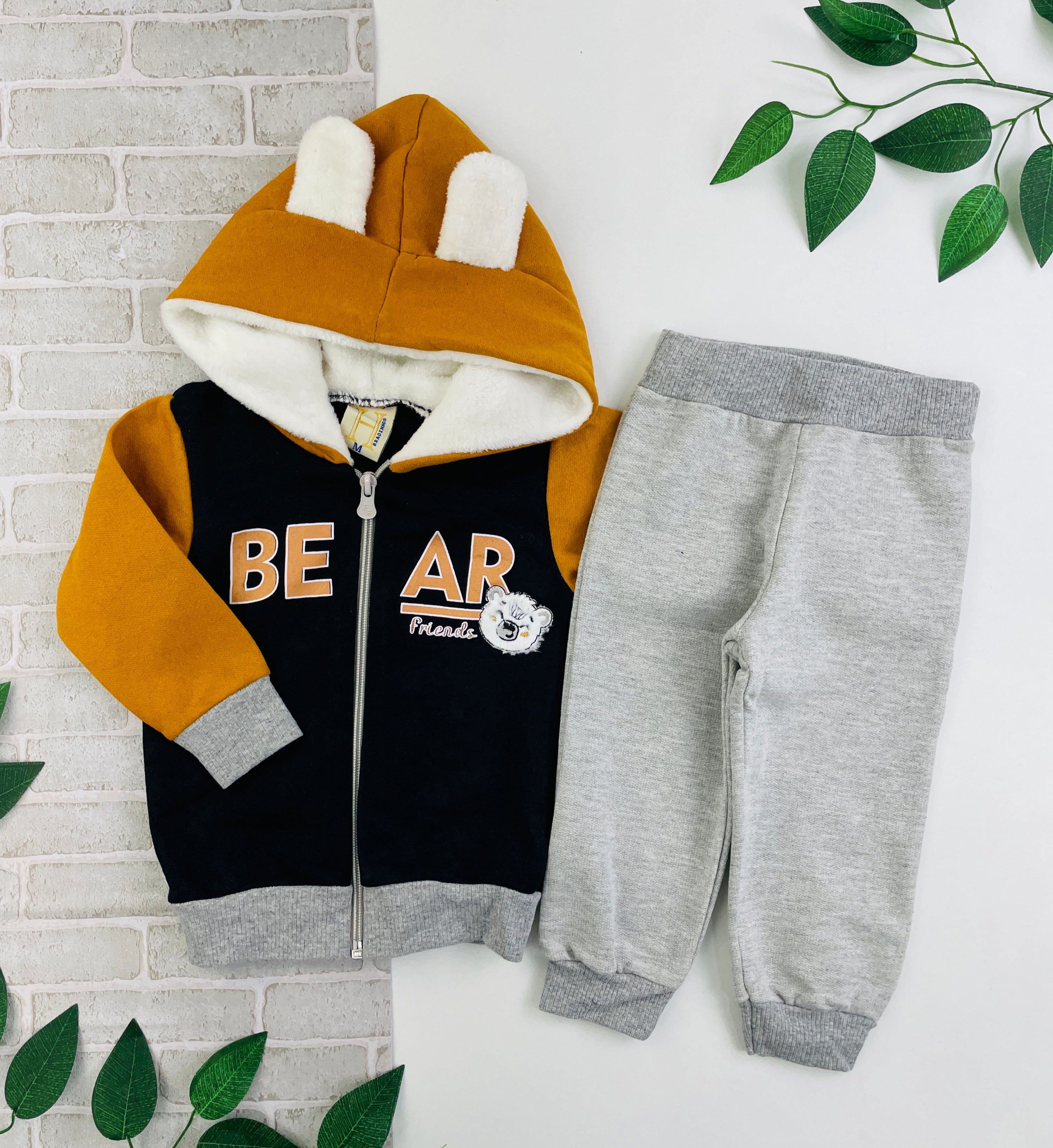 Conjunto Masculino Hrradinhos Bear Friends Com Capuz Orelinha