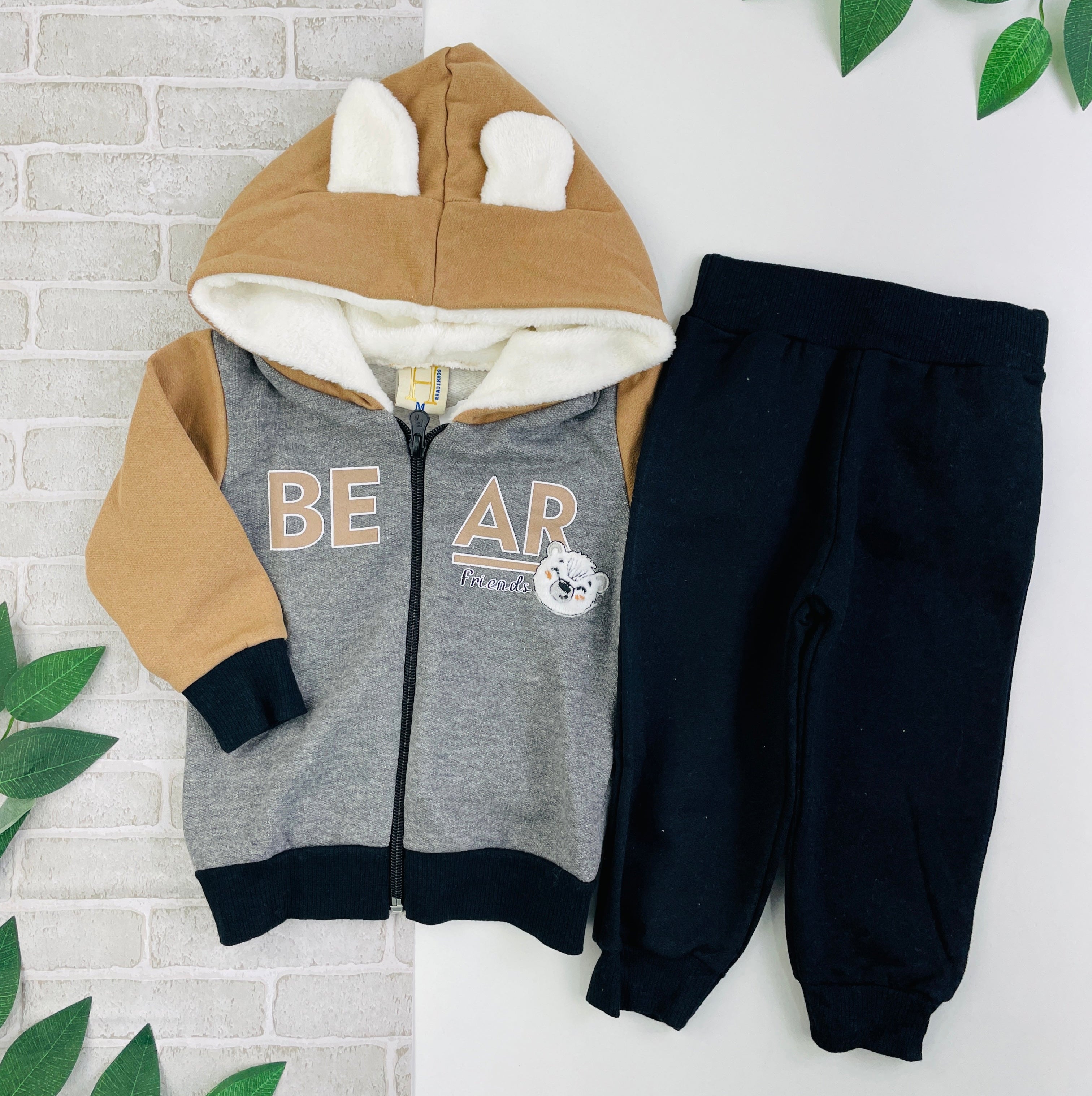Conjunto Masculino Hrradinhos Bear Friends Com Capuz Orelinha