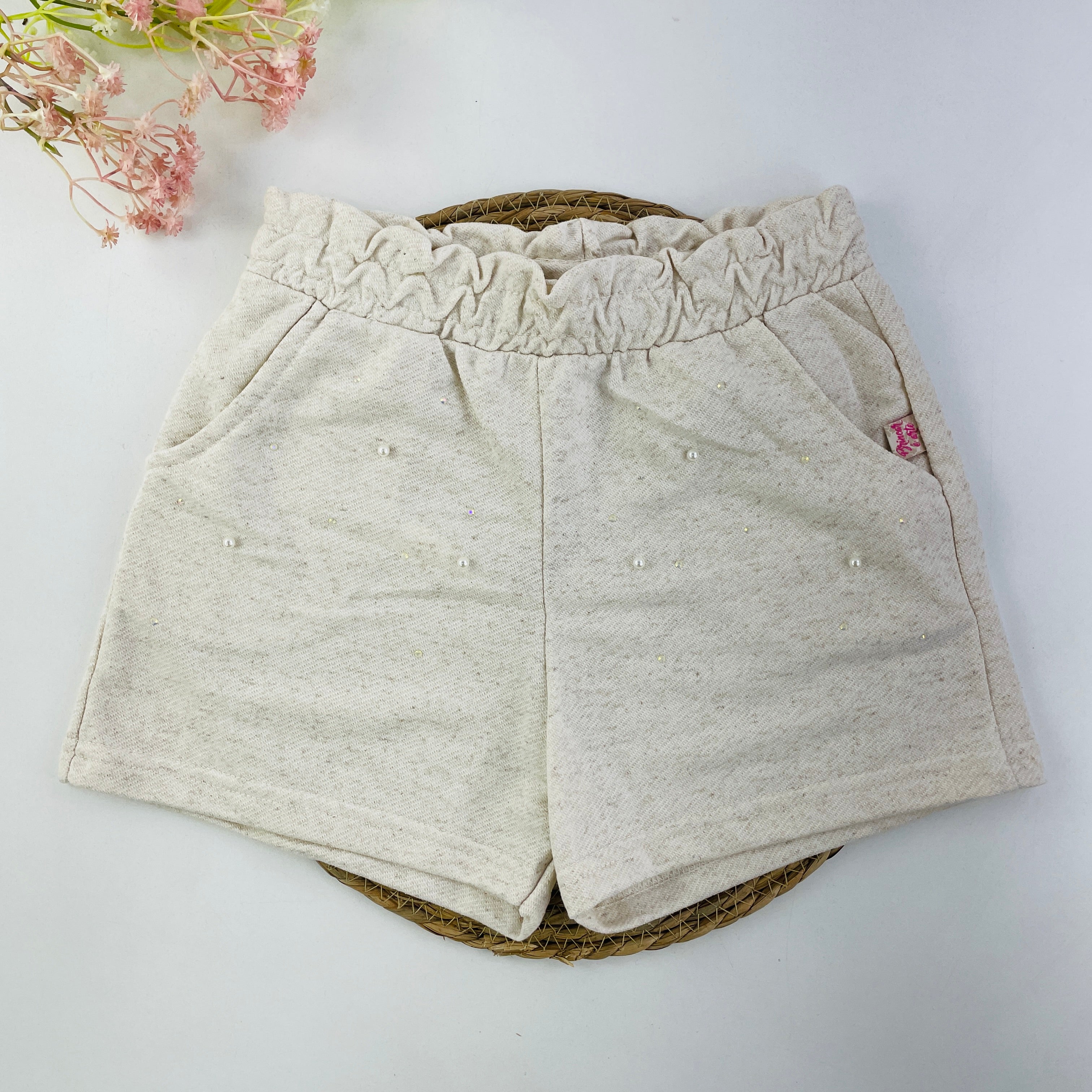 Short Fem Brincar e Arte Moletinho Perolas