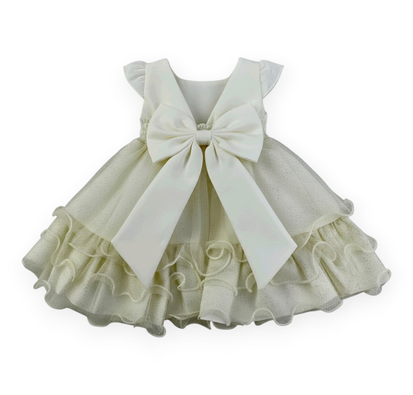 Vestido Festa D-Luxe Tule Brilhante Com Cinto De Perolas