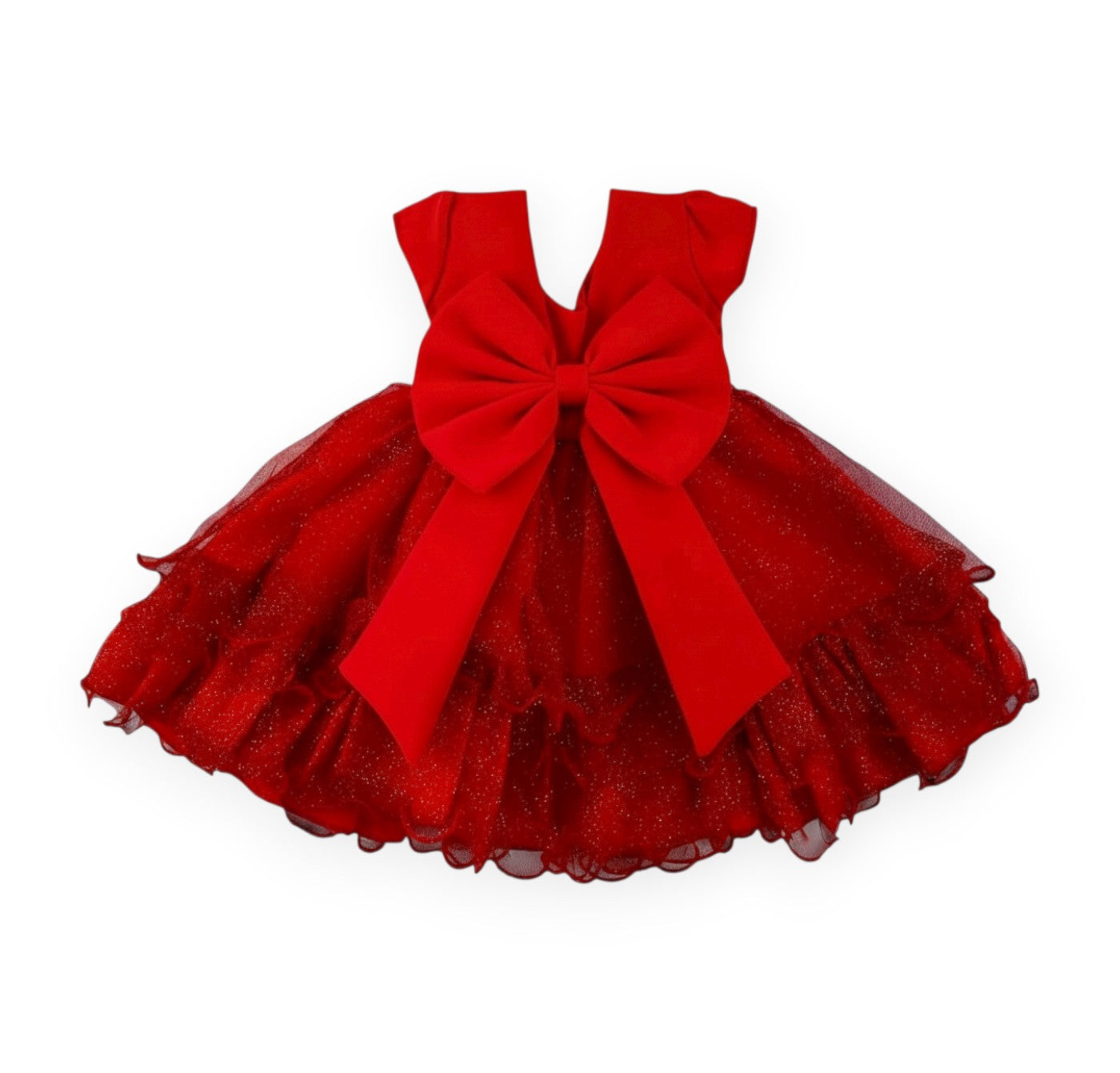 Vestido Festa D-Luxe Tule Brilhante Com Cinto De Perolas