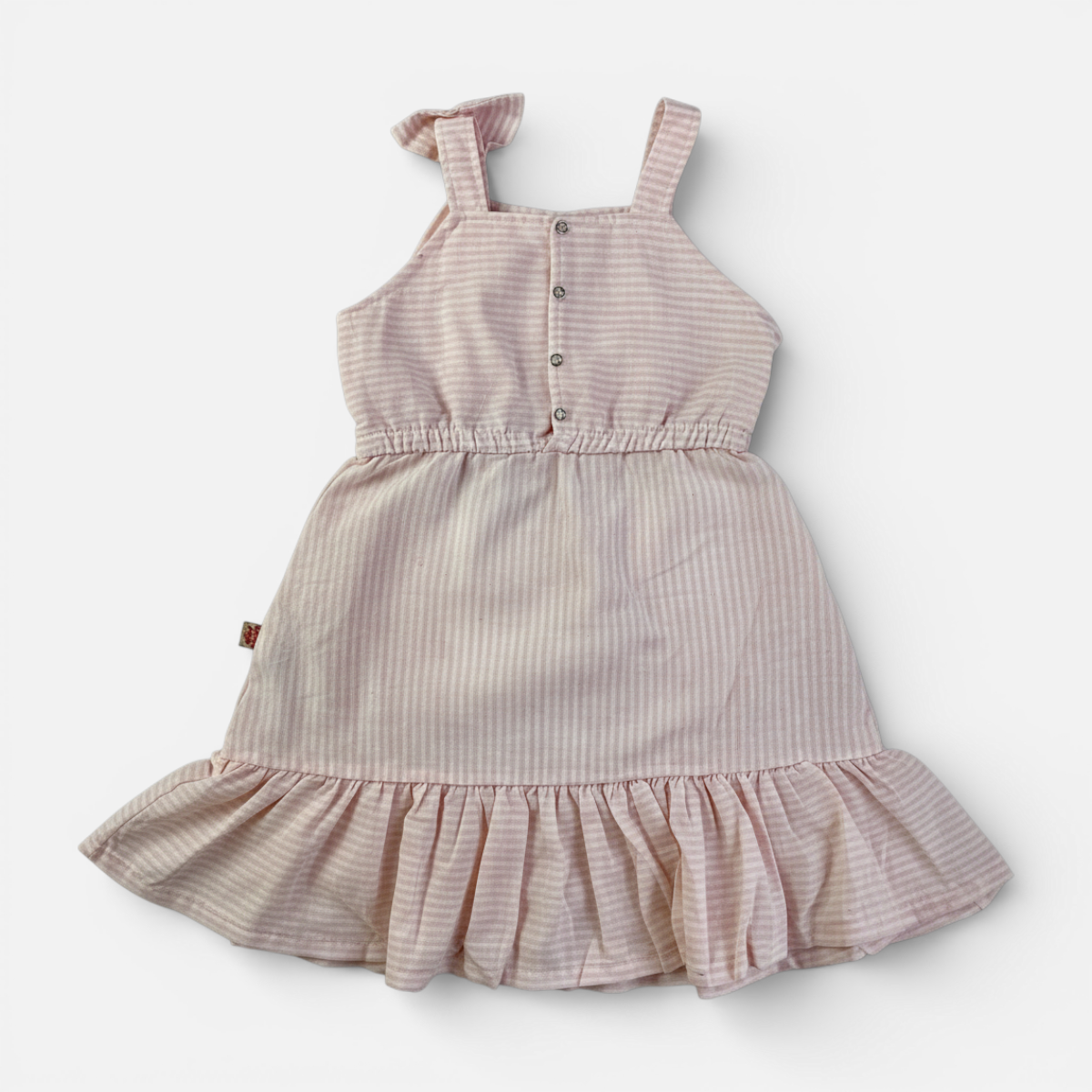 Vestido Infantil Brincar e Arte Listrado Laço Pérolas