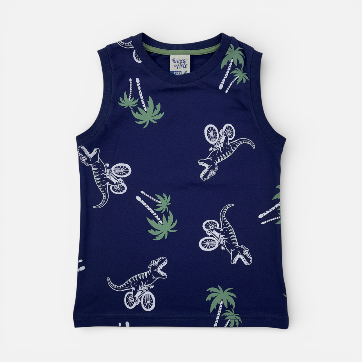 Conjunto Masculino Infantil Brincar e Arte T-Rex na Bike