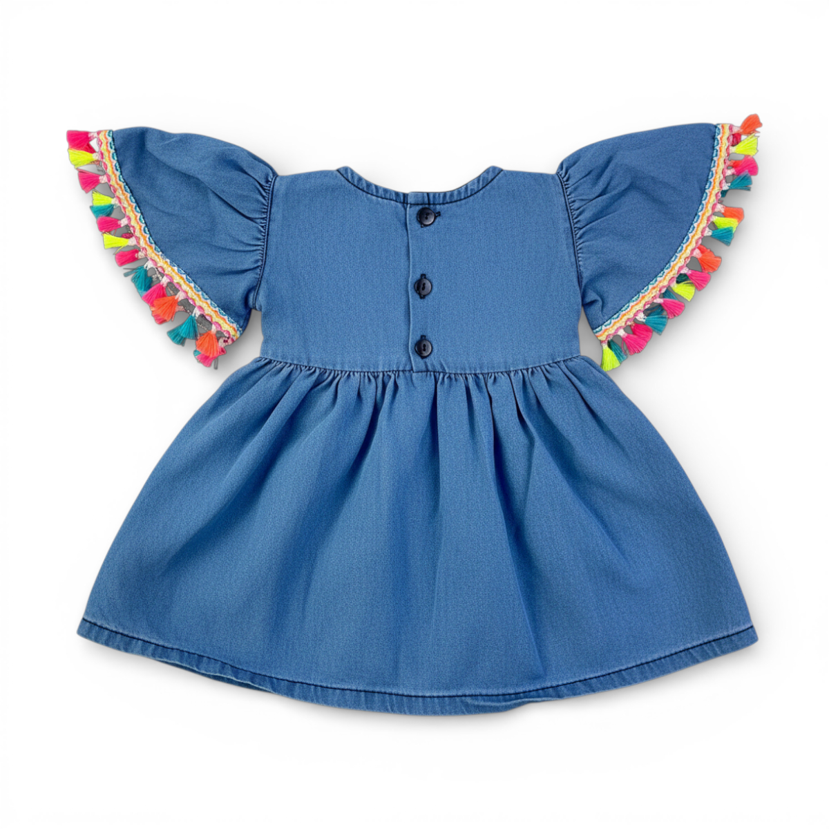 Vestido Jeans Brokinha Florzinhas Bordadas