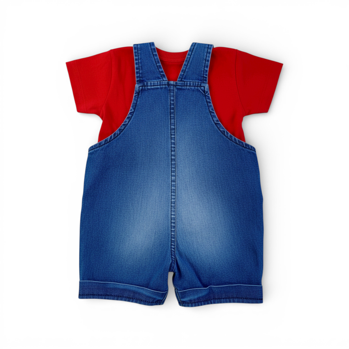 Jardineira Jeans Masculina Infantil Brokinha Leão Boca Aberta com Blusa