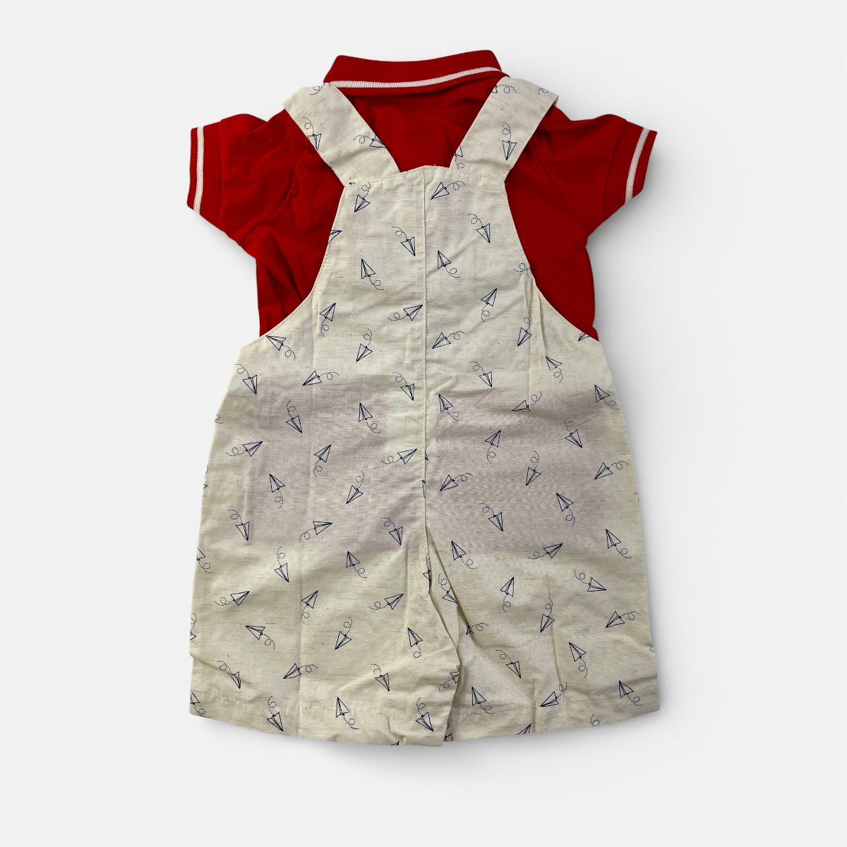 Jardineira Masculina Infantil Have Fun Aviãozinho de Papel com Blusa