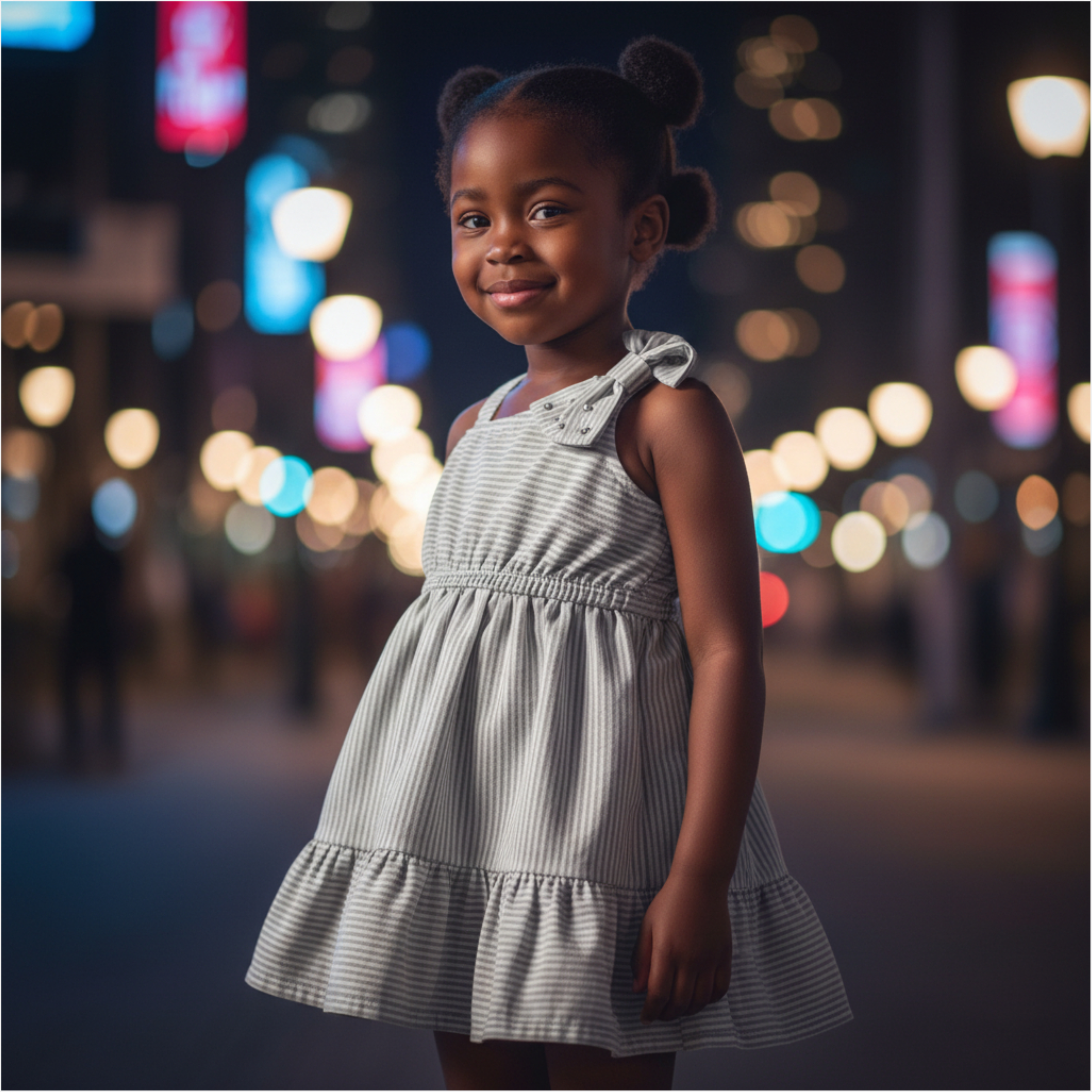 Vestido Infantil Brincar e Arte Listrado Laço Pérolas