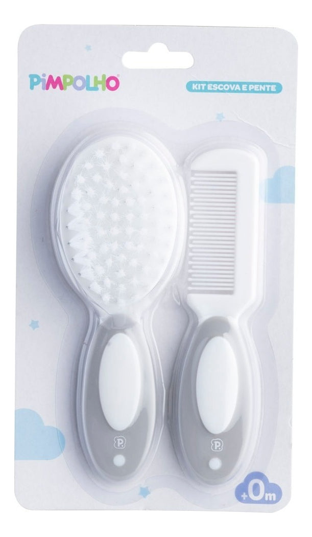 Kit Escova e Pente Pimpolho Cerdas Macia