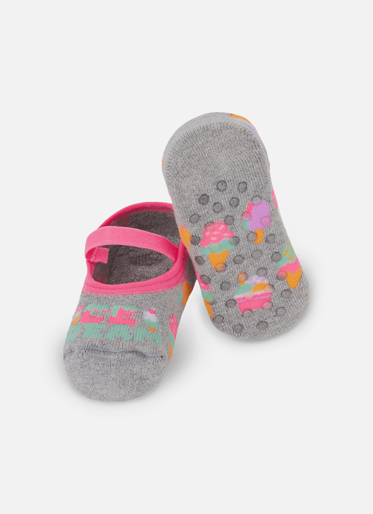 Meia Sapatilha Infantil Puket Antiderrapante Baby Ice Cream