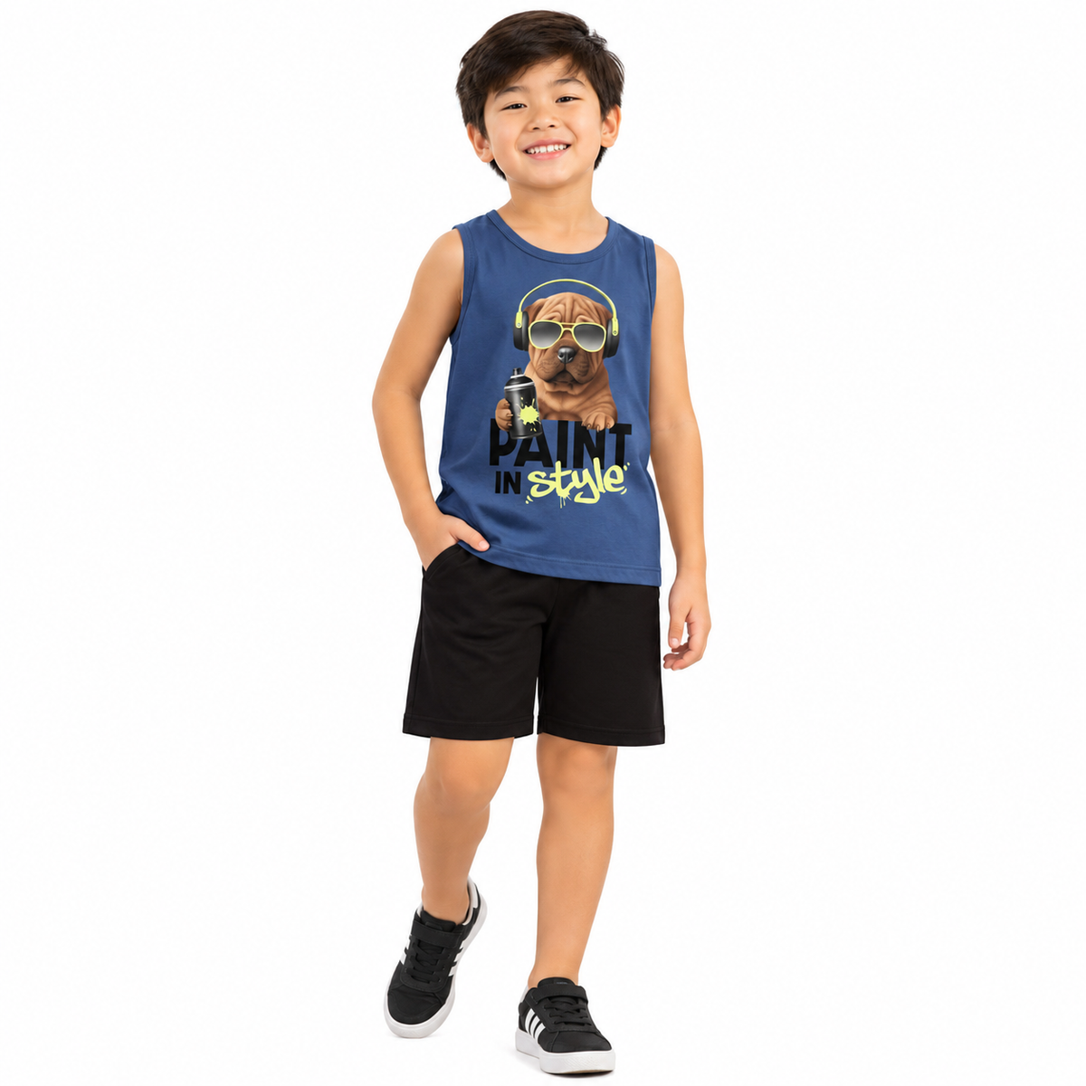 Conjunto Infantil Masculino Kyly Regata Estampada e Bermuda Confortável
